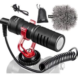 Movo Black and Red Microphone Kit